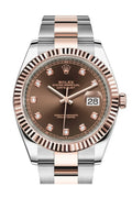 Datejust 41 Chocolate Diamond Dial Steel and 18K Rose Gold Oyster Men's Watch 126331.