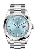 Day-Date 40 Ice blue Dial Roman Dome Bezel Platinum President Automatic Men's Watch 228206.