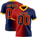 Custom Navy Red-Gold Mesh Gradient Fashion Jersey