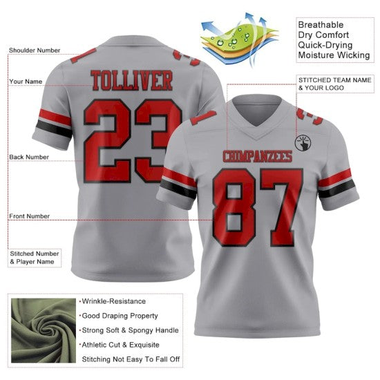Custom Gray Red-Black Mesh Jersey