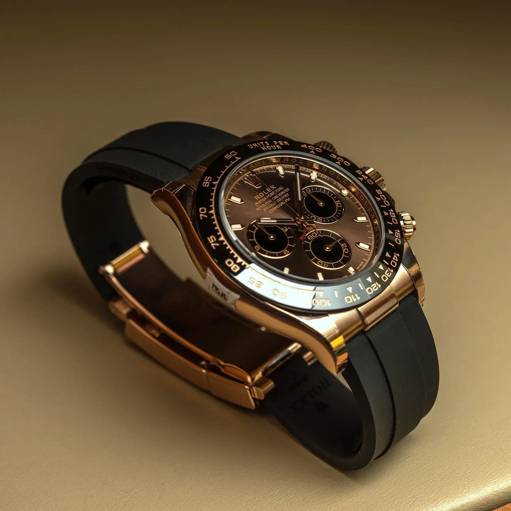 Rolex Daytona, Chocolate dial, Engraved Bezel, Rubber Oysterflex, Rose gold Watch 116515LN-0041