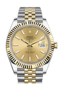 Datejust 41 Champagne Dial Fluted Bezel 18k Yellow Gold Jubilee Mens Watch 126333.