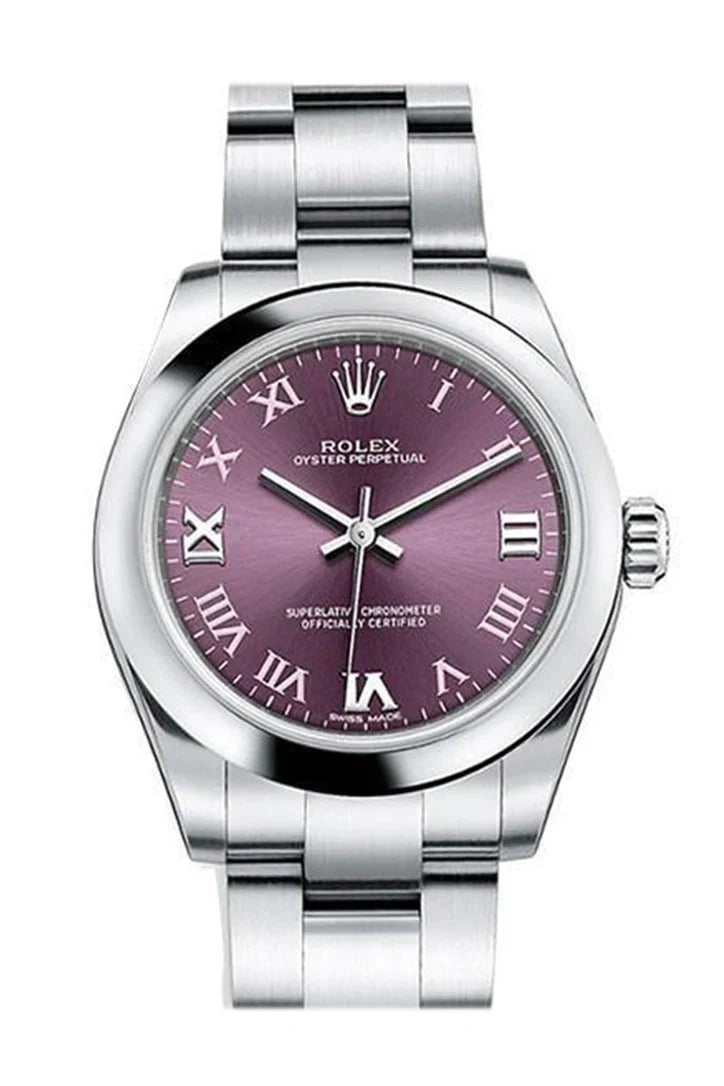 Oyster Perpetual 31 Red Grape Roman Dial Steel Ladies Watch 177200.