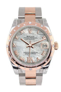 Datejust 31 White Mother of Pearl Roman Large VI set with Diamond Dial Diamond Bezel 18K Rose Gold Two Tone Ladies Watch 178341.
