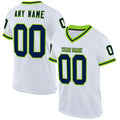Custom White Navy-Neon Green Mesh Throwback Jersey
