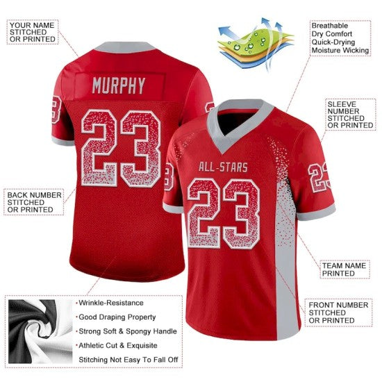 Custom Red Gray-White Mesh Drift Fashion Jersey