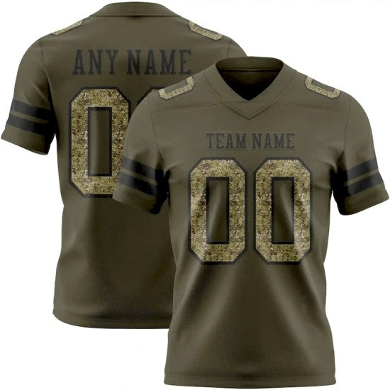 Custom Olive Camo-Black Mesh Salute To Service Jersey