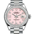 Rolex Lady Datejust 28 White Gold Pink Opal Diamond IX Dial & Diamond Bezel President Bracelet 279139RBR - BRAND NEW