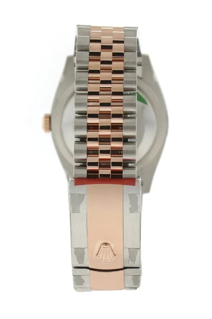 Datejust 36 White Mother-of-Pearl Set with Diamonds Dial Fluted Rose Gold Two Tone Jubilee Watch 126231 NP.