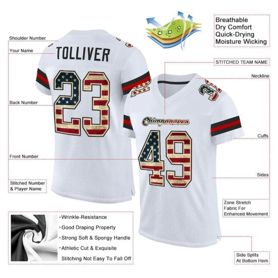 Custom White Vintage USA Flag-Black Mesh Jersey