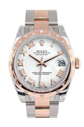 Datejust 31 White Roman Dial Diamond Bezel 18K Rose Gold Two Tone Ladies Watch 278341.