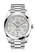 Day-Date 40 Meteorite Baguette Diamond Dial Dial Dome Bezel Platinum President Automatic Men's Watch 228206.