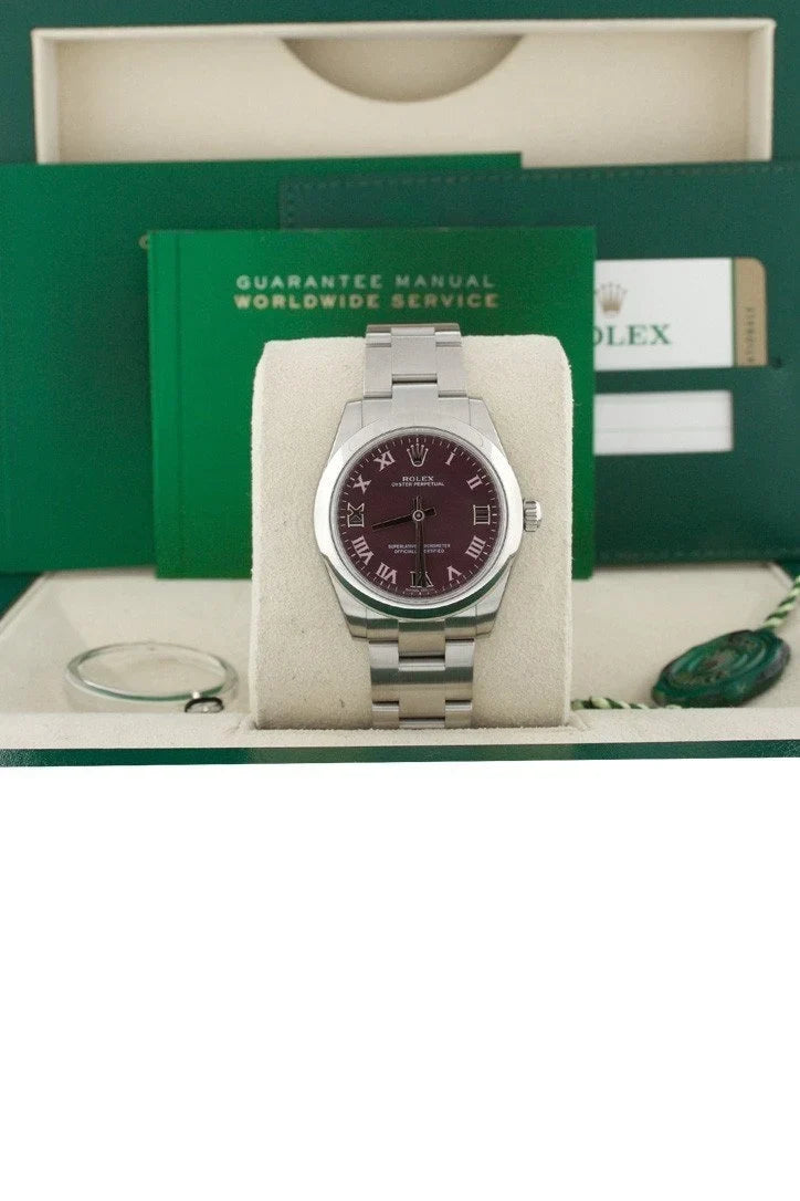 Oyster Perpetual 31 Red Grape Roman Dial Steel Ladies Watch 177200.