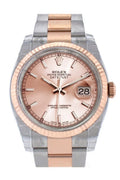 Datejust 36 Pink Dial Fluted Steel and 18k Rose Gold Oyster Watch 116231.