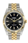 Datejust 41 Black Dial Fluted Bezel 18k Yellow Gold Jubilee Mens Watch 126333.