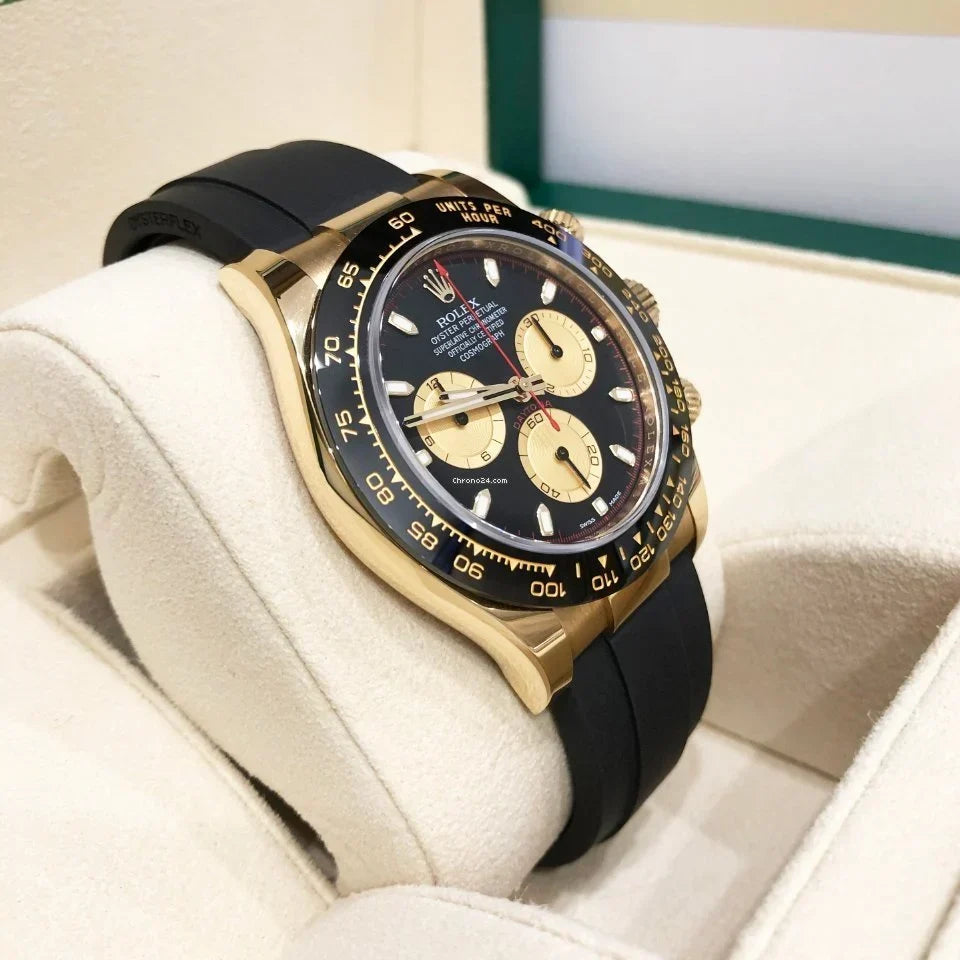 116518 Yellow Gold Cosmograph Daytona 40mm Black Paul Newman Index Dial Black Oysterflex.