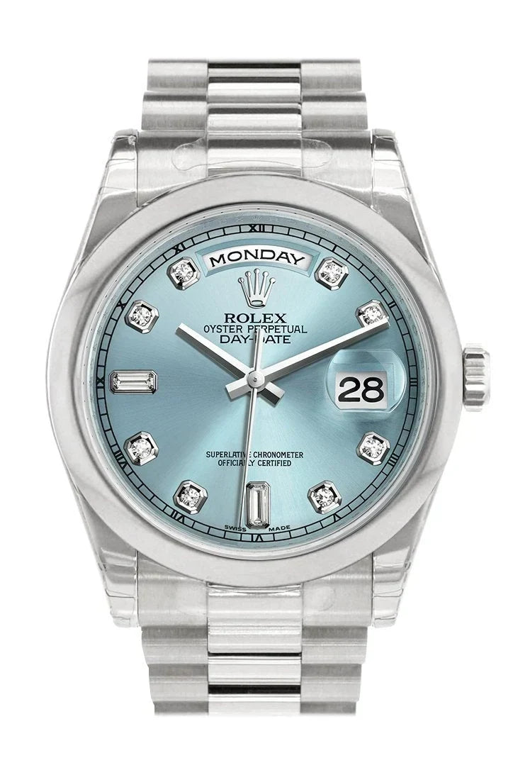 Day Date 36 Ice Blue set Diamonds Dial President Men's Watch 118206.