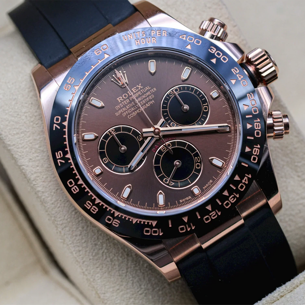 Rolex Daytona, Chocolate dial, Engraved Bezel, Rubber Oysterflex, Rose gold Watch 116515LN-0041