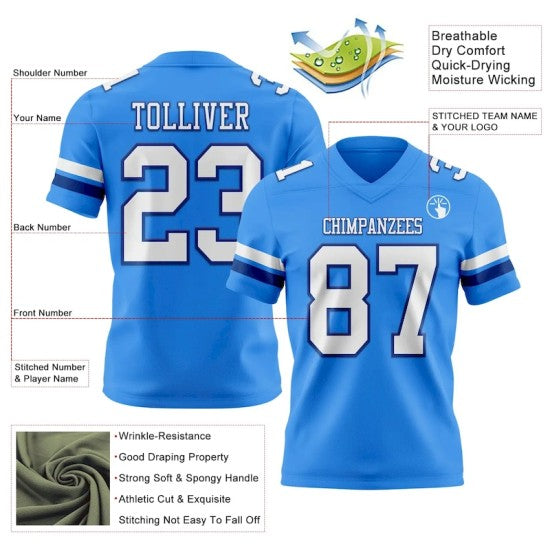 Custom Powder Blue White-Royal Mesh Jersey