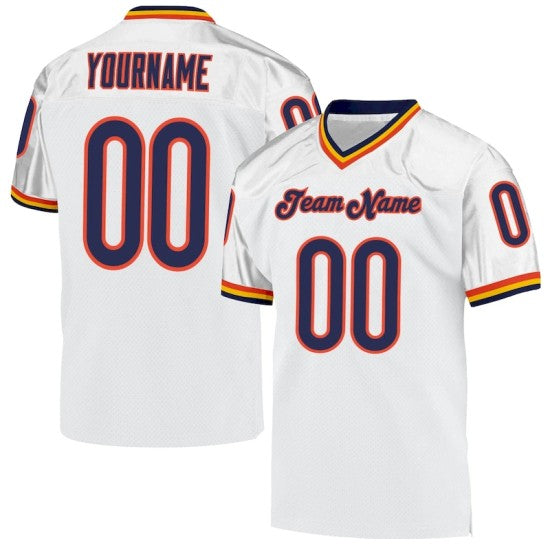 Custom White Navy-Orange Mesh Throwback Jersey