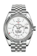 Sky Dweller White Dial 18K White Gold Bezel Steel Jubilee Men's Watch 326934.