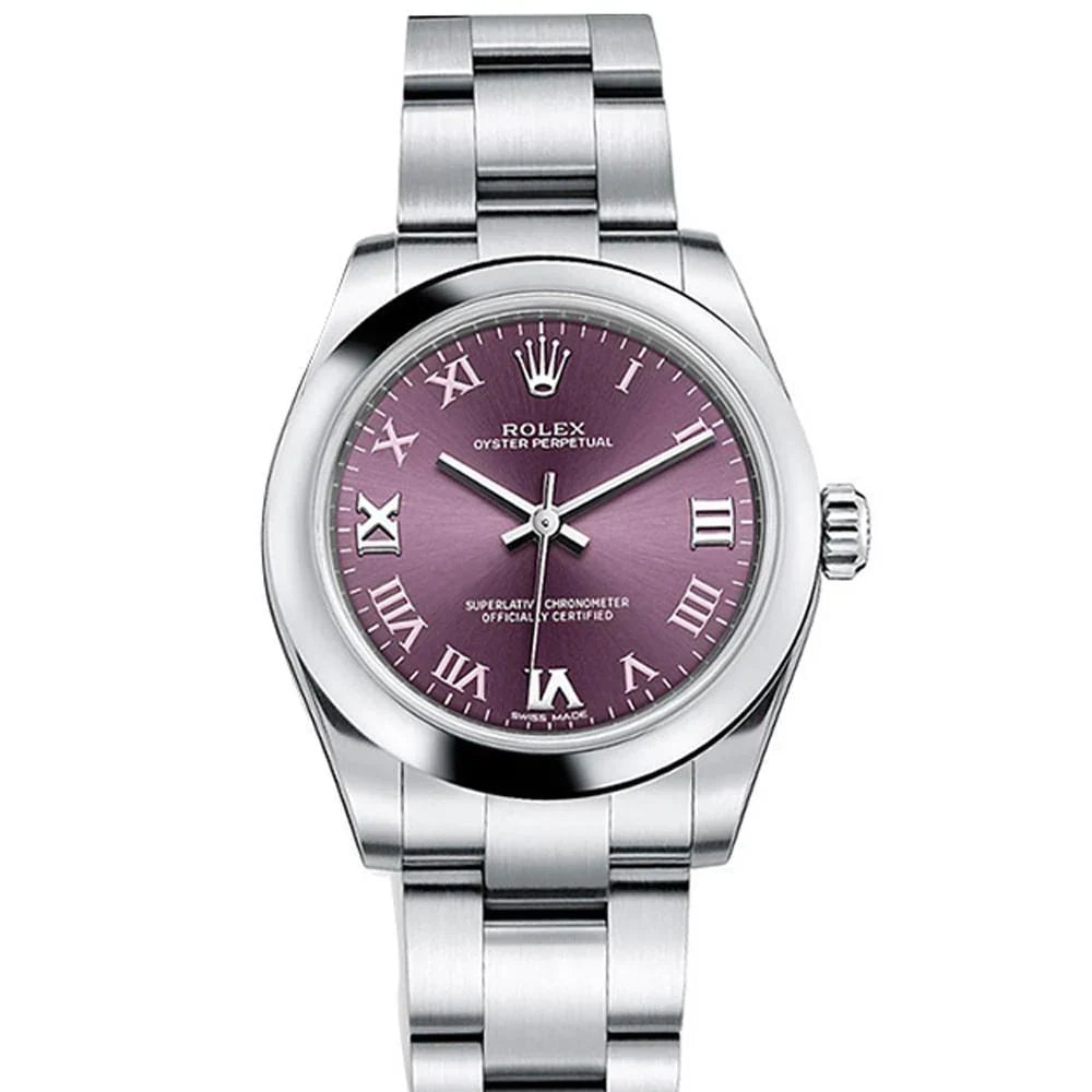 Oyster Perpetual 31 Red Grape Roman Dial Steel Ladies Watch 177200.