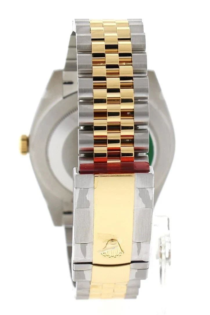 Datejust 41 Black Dial Fluted Bezel 18k Yellow Gold Jubilee Mens Watch 126333.
