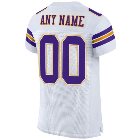 Custom White Purple-Gold Mesh Jersey