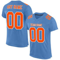 Custom Light Blue Orange-White Mesh Jersey