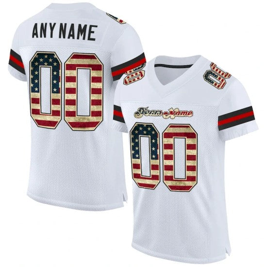 Custom White Vintage USA Flag-Black Mesh Jersey
