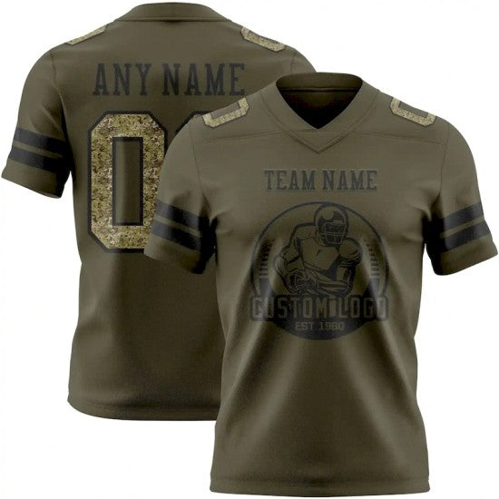 Custom Olive Camo-Black Mesh Salute To Service Jersey