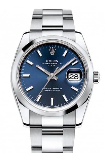 Date 34 Blue Dial Stainless Steel Men's Watch 115200.