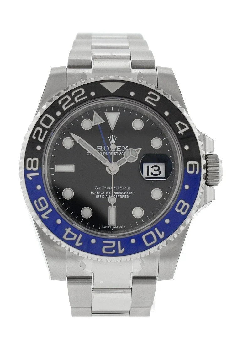 GMT-Master II Batman 40 Black Dial Steel Men's Watch 116710BLNR 116710.