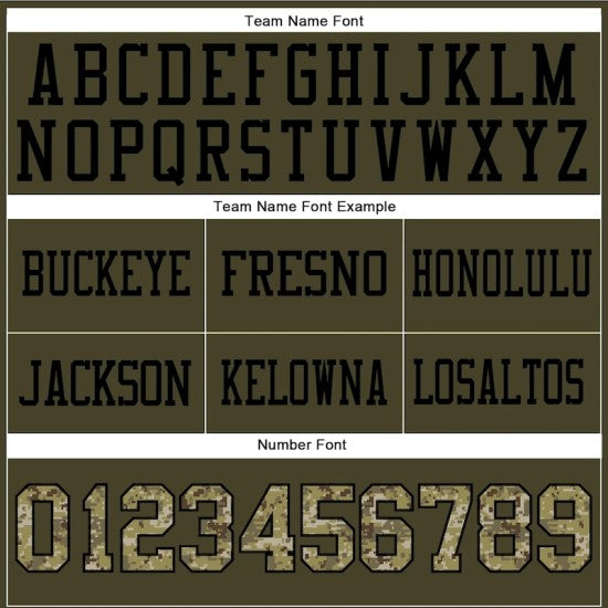 Custom Olive Camo-Black Mesh Salute To Service Jersey
