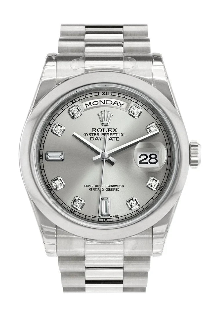 Day Date 36 Silver set with diamonds Dial President Men's Watch 118206.
