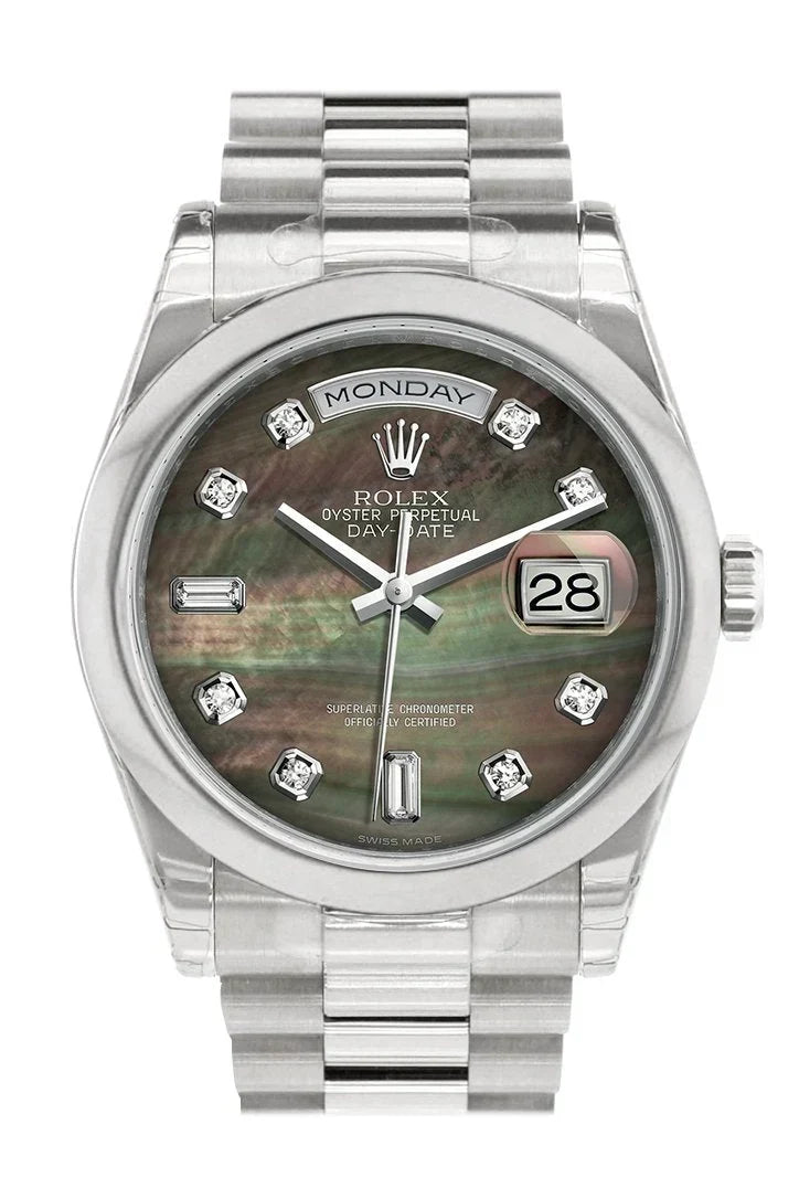 Day Date 36 Black mother of pearl set with diamonds Dial President Men's Watch 118206.