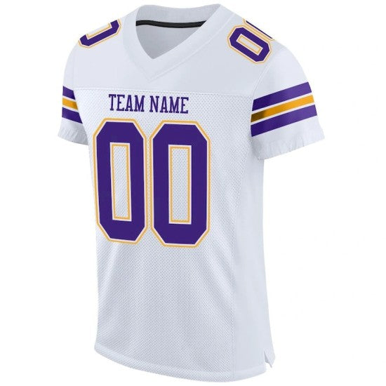 Custom White Purple-Gold Mesh Jersey