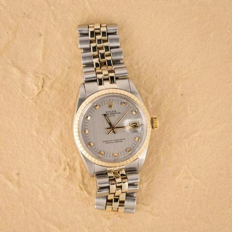 Rolex Date 1505 Engine Turned Bezel