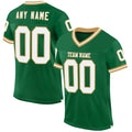 Custom Kelly Green White-Old Gold Mesh Throwback Jersey